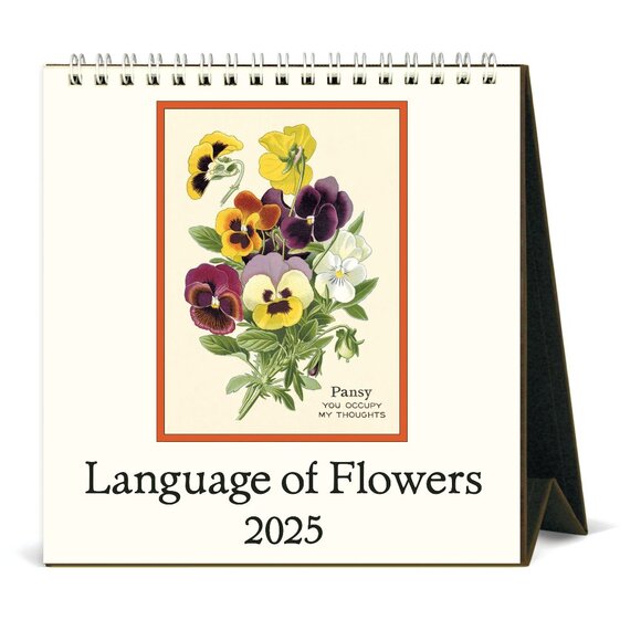 Cavallini & Co. Language of Flowers 2025 Easel Desk Calendar 6.5"x6.5" - Picture 1 of 5